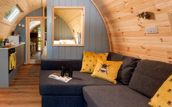 Stay cosy - our waterproof camping pods are warm and cosy in winter
