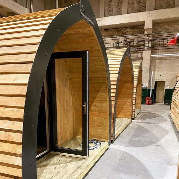 camping pods in workshop ready for delivery manufacturer in the uk