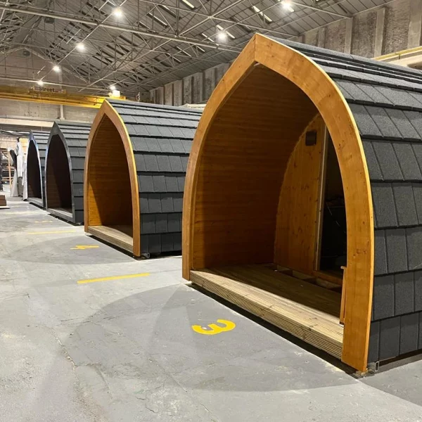 camping pods in production factory