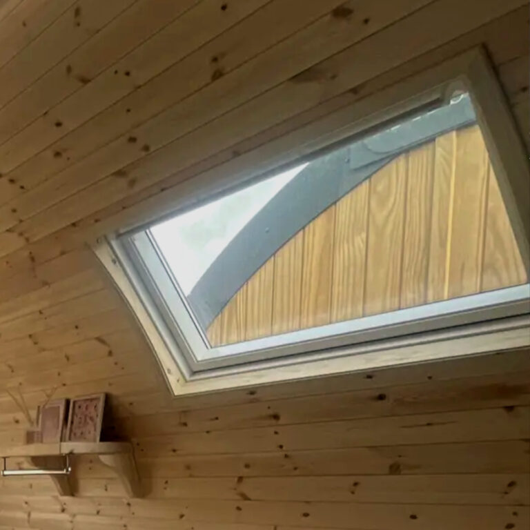 velux window in camping pod